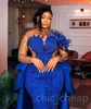 2023 MAI ASO EBI ROYAL BLUE PROM Robe Sirène Sirène Crystals de perles de soirée Fête formelle Deuxième réception Robes de fiançailles d'anniversaire Robe de Soiree ZJ350