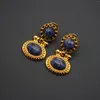 Kolczyki Dangle Vintage Blue Stone Stud Bizantyjski styl średniowieczny sąd w stylu retro akcesoria