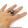 Ronde Crystal Stone Ring Solitaire Ring Women's Life Tree Opening Ring Verstelbaar