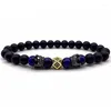 Strand Cube Double Crown Bracelet Men 2023 Trendy Luxury Pave CZ Blue Tiger Eye Stone Matte Bead For Jewelry Gift