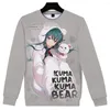 Erkek Hoodies Kuma Bear Anime O-Neck Sweatshirt Kadınlar/Erkekler Moda Uzun Kollu Sweatshirts 3D Baskılar Sıradan Sokak Giysileri