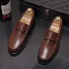 Amerikansk stil man casual skor bekväma mode lyx loafers män läderskor d2h58