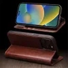 QIALINO Étui portefeuille à rabat en cuir véritable pour iPhone 14 13 Pro Max Couverture de fente pour carte faite à la main