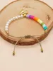 Go2boho Heishi Arcobaleno Perle d'acqua dolce Color oro Braccialetti con ciondoli a cuore per le donne Amicizia Gioielli estivi Boho regolabili