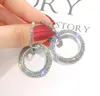 Nouveau Designer 925 argent aiguille strass cercle cristal de Swarovski longues boucles d'oreilles tempérament personnalité coréenne boucles d'oreilles sauvages