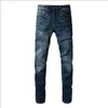 Jeans da uomo Fashion Patch Strappato Blu Uomo Slim Fit Designer Pantaloni in denim lavato Hop DJ Party Punk Rock