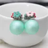 Stud Earrings 2023 Fashion Crystal Flower Ball Cute Korea Two Side Jewelry Double Imitation Matte Beads Earring For Women