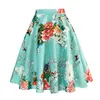 Sukienki Tunik z lat 60. Midi spódnice Linia Midi Floral Retro łyżwiarka z bawełny w stylu Vintage w stylu Kobiety Flower Print Elegancka spódnica