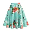 Vestidos 50s 60s túnica midi saias uma linha midi floral retro skater cintura alta algodão estilo vintage feminino flor impressão elegante saia