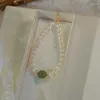 Strand Fashion Classics Green Jade Pearl Armband For Women Lucky Pärled Bangle Elastic Rope Jewelry Accessories Girl Gifts