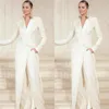 Kadınlar İki Parçalı Pantolon Kadın Takım Seti Zarif Beyaz Çifte Kesilmiş Uzun Blazer Düğün Partisi Tasarımcısı Geniş Bacak 2 Parça Ceket 2023