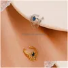 Ear Cuff Korean No Hole Chains With Water Drop Blue Crystal Earring Clip Women Female Punk Copper Cshaped Earrings Bone Clips Access Dhnpe