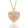 18K Gold Plated Heart Necklaces Pendant Multicolor Flower Drop Oil Choker For Teens Girls Birthday Jewelry Gifts