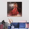 Artisan Dancer Oil Painting: Handcrafted, Romantic Canvas Art for Living Room Wall Decor - Figurative Red Artwork