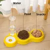 Suministros Alimentador automático para gatos Tazón doble Dispensador de agua 3 en 1 Contenedor de comida para perros Beber Plato con soporte elevado Alimentador de agua para mascotas Seguridad