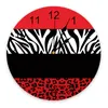 Relógios de parede Zebra vermelha com impressão de leopardo para decoração de casa moderna sala de adolescentes com agulha pendurada na mesa de relógio