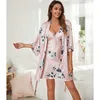 Sexy Pyjamas Summer Ice Soie Femmes Pyjamas Bretelles Chemise De Nuit Robe De Chambre Deux Pièces Ensemble Vêtements De Nuit Sexy Élégant Nuit Wears pour Femmes J230601