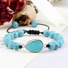 Strand Bijoux De Mode 8mm Bracelet Perlé Pierre Naturelle Pin Bleu Clair À La Main Réglable Corde Tressé Bracelets Pour Femmes Hommes