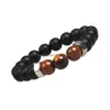 Beaded Fashion Natural Black Lava Stone Armbanden Chakra Tijgeroog Kralen Armband Voor Mannen Vrouwen Stretch Yoga Sieraden Drop Levering Dhrxq