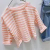 Tshirts VIDMID Childrens cotton stripe bottomed tShirt Top Boy and girls versatile loose Tshirt clothes P5871 230601