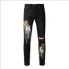 2023 Jeans da uomo Fashion Patch Strappato Blu Uomo Slim Fit Designer Pantaloni in denim lavato Pantaloni Hip Hop DJ Party Punk Rock #