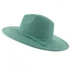 Suede Top Hat 9.5cm Wide Brim Fedora Hat Men Women Autumn Winter Felt Jazz Hats Classic Church Fedoras