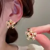 Coloré perle Zircon femmes mode coréenne arc noël boucles d'oreilles nouvel an cadeau bijoux G230602