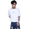Camisetas masculinas China-Chic Oversize Hong Kong Fengri Camisetas de manga curta para homens e mulheres Casais Splash Ink Butterfly Impresso Meia T-