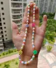 Chaînes 1PC ! Collier de perles fait à la main printemps 6-7mm perle naturelle de chrysanthème frais avec des perles de sourire pour cadeau