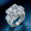 Bande Anneaux 2023 Nouvelle Arrivée Hommes Bague En Argent Sterling 925 Haute Teneur En Carbone Diamant Bague De Mariage Géométrique Zircon Anneau Mâle Cadeau D'anniversaire J230602