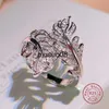 Band Ringen 925 Zilveren Kleur Ringen voor Vrouwen Prinses Voorstellen Huwelijk Zirconia Veer Ontwerp Ring Romantische Bruids Bruiloft Bijoux J230602