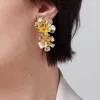 Ohrstecker Vintage Gold Farbe Lange Blume Für Frauen Mode Koreanische Piercing Ohr Ringe Hochzeit Schmuck 2023
