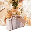 Emballage cadeau 50pcs Mini valise boîte de faveur fête bonbons Vintage papier Kraft avec étiquettes et corde pour mariage/voyage fête à thème/Br