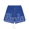 Shorts de créateurs Rhude Summer Beach Pantalons confortables élégants de couleur vive Shortsmen de haute qualité Street Wear Rouge Bleu Noir Violet Hommes Taille courte S-XL 4LMO