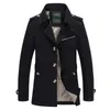 Herrgravrockar Spring Casual Business Long Coat Male Single Breasted Turn-Down Collar Jackets Autumn Men Cotton Lightweight Slim