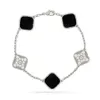 VAN Designer Shamrock Bracelet Collection Bracelet en nacre Onyx en or 18 carats pour les mères, les femmes et les filles, bijoux de fête des mères pour les cadeaux des femmes