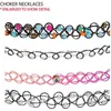 Hanger Kettingen 12 Stks/set Collares Stretch Tattoo Choker Kettingen Voor Vrouwen Vintage Elastische Bloem Ketting Sieraden Meisjes Kraal Levendige Chokers J230601