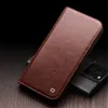QIALINO Étui portefeuille à rabat en cuir véritable pour iPhone 14 13 Pro Max Couverture de fente pour carte faite à la main