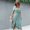 Casual Dresses Polka Dot Skirt Short Front 2023 Long Back Midi Classic Summer Dress Elegant