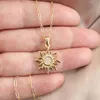 Anhänger Halsketten Gold Farbe Vintage Sonnenform Intarsien Naturstein Anhänger Für Frau Retro Persönlichkeit Halskette Schmuck Zubehör Party Geschenke J230601