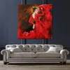 Premium Canvas Art Dancer in Red Oil Paintings of Spanish Dancing Hand Painted Figurative Artwork for Restaurant Patios