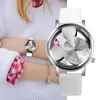 Armbandsur 2023: s kvinnor ihåliga ut transparenta klockor Fashion Cartoon Mouse Watch White Leather Band Quartz Wrist for Ladies