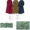 Vêtements ethniques 2023 Musulman Mode Femmes Crinkle Hijab Coton Écharpe Doux Solide Tête Foulards Turban Châles Wraps Femme Musulman 180X90cm