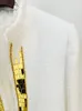 57 2023 Piste Marque Même Style Manteau À Manches Longues Revers Cou Bouton Blanc Tweed Paillettes Casual Mode De Luxe Femmes vêtements oulaidi