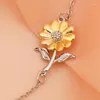 Charm Armbanden Zilver Kleur Zonnebloem Armband Chrysant Hanger Link Chain Bruiloft Sieraden Leuke Bangles