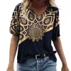 Womens TShirt Summer 5XL Vintage Casual Black Fashion V Neck Pullover Short Sleeve Printed Loose Daily Tops Design Clothe 230601