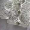 Damskie bluzki moda trójwymiarowy kwiat ukryty hak Złota nici Polka Dot Jacquard Bluzka Kobieta Koszula z krótkim rękawem