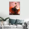 Mooie figuratieve canvas kunst heldere rode danser getextureerde olieverfschilderijen danser moderne kunstwerken kantoor muur decor hand geschilderd