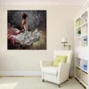 Modern Woman Canvas Art White Silk Beauty Handmade Oil Painting Contemporary Wall Decor for Living Room