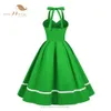 Dress Robe Pin Up Rockabilly Party Dresses 50s 60s Women Pleated Strapless Cotton Red Green Pink V Neck Femme Vintage Dress Vd3319